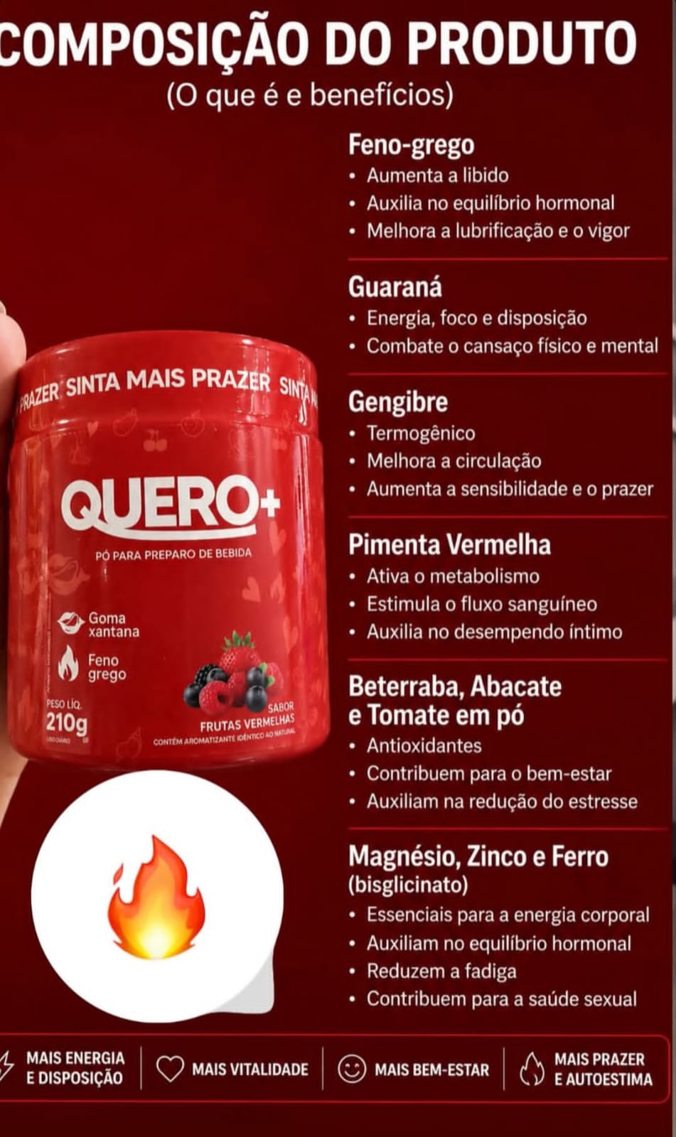 Quero+ — Pó para Bebida Frutas Vermelhas