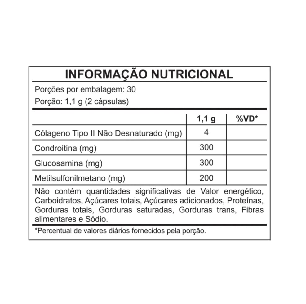 Colágeno Tipo II + Condroitina + Glucosamina + MSM 3