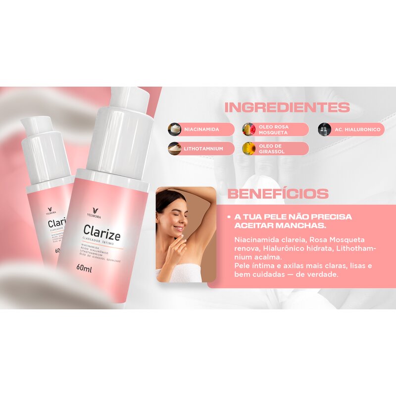 Clarize Sérum Clareador Íntimo Velmora — ingredientes e benefícios