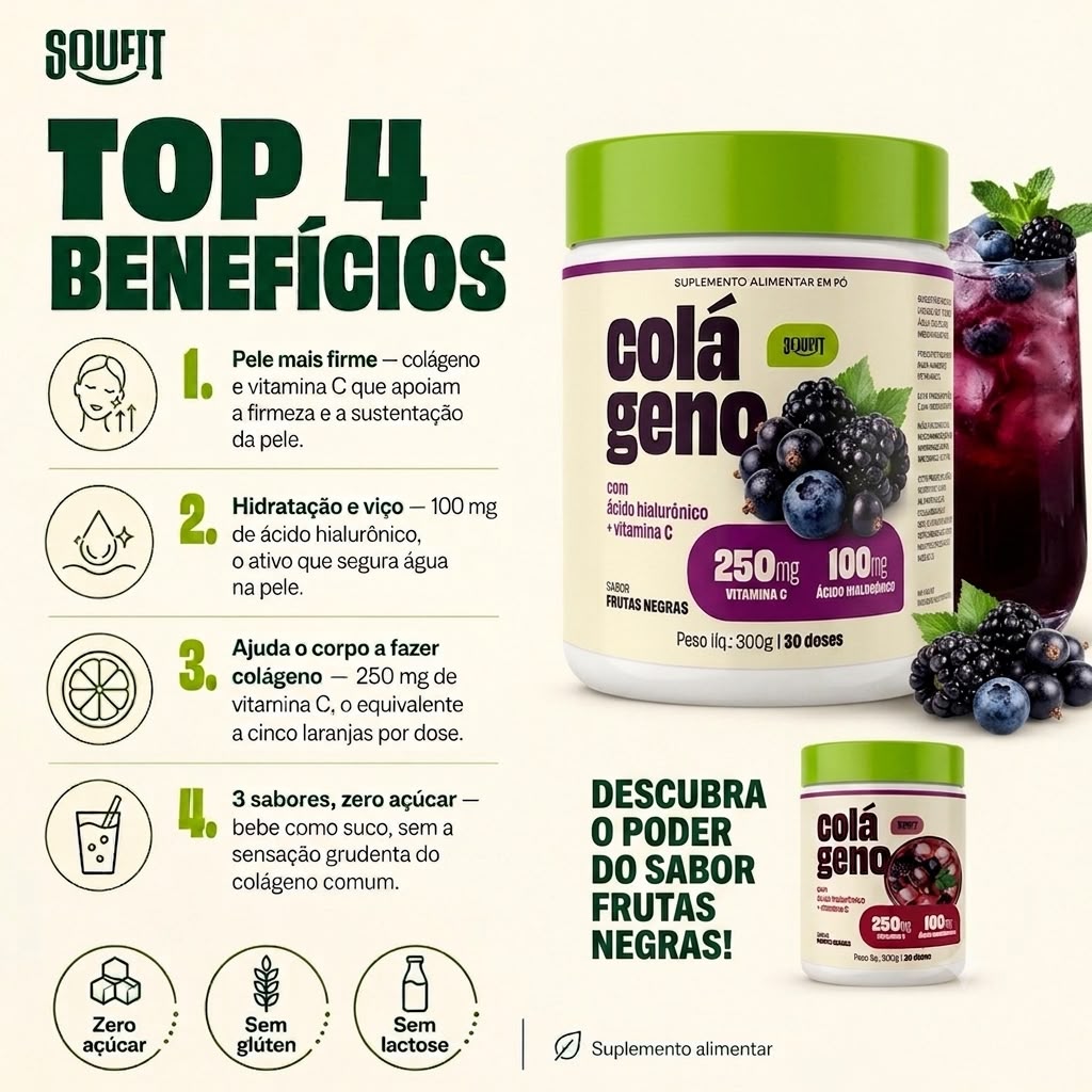 Colágeno + Ácido Hialurônico Sabor Frutas Negras