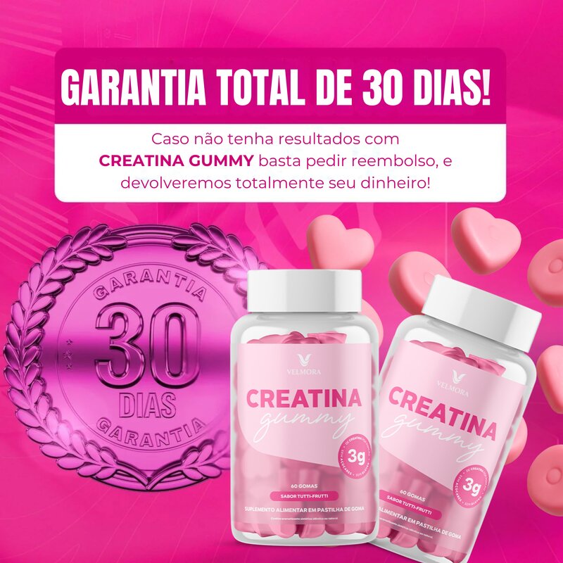 Creatina Gummy Velmora — garantia total de 30 dias