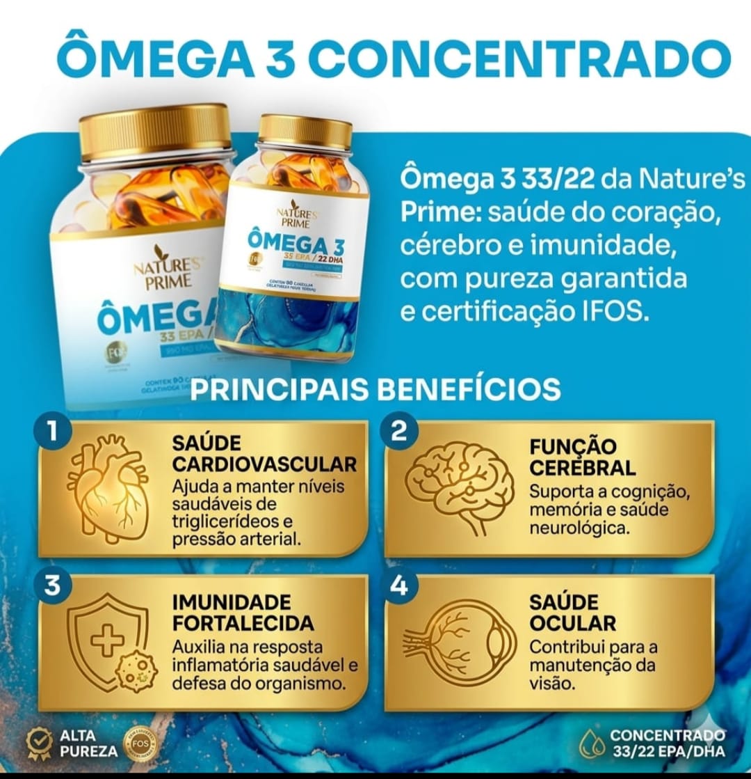 Ômega 3 Concentrado 33/22 — 90 cápsulas