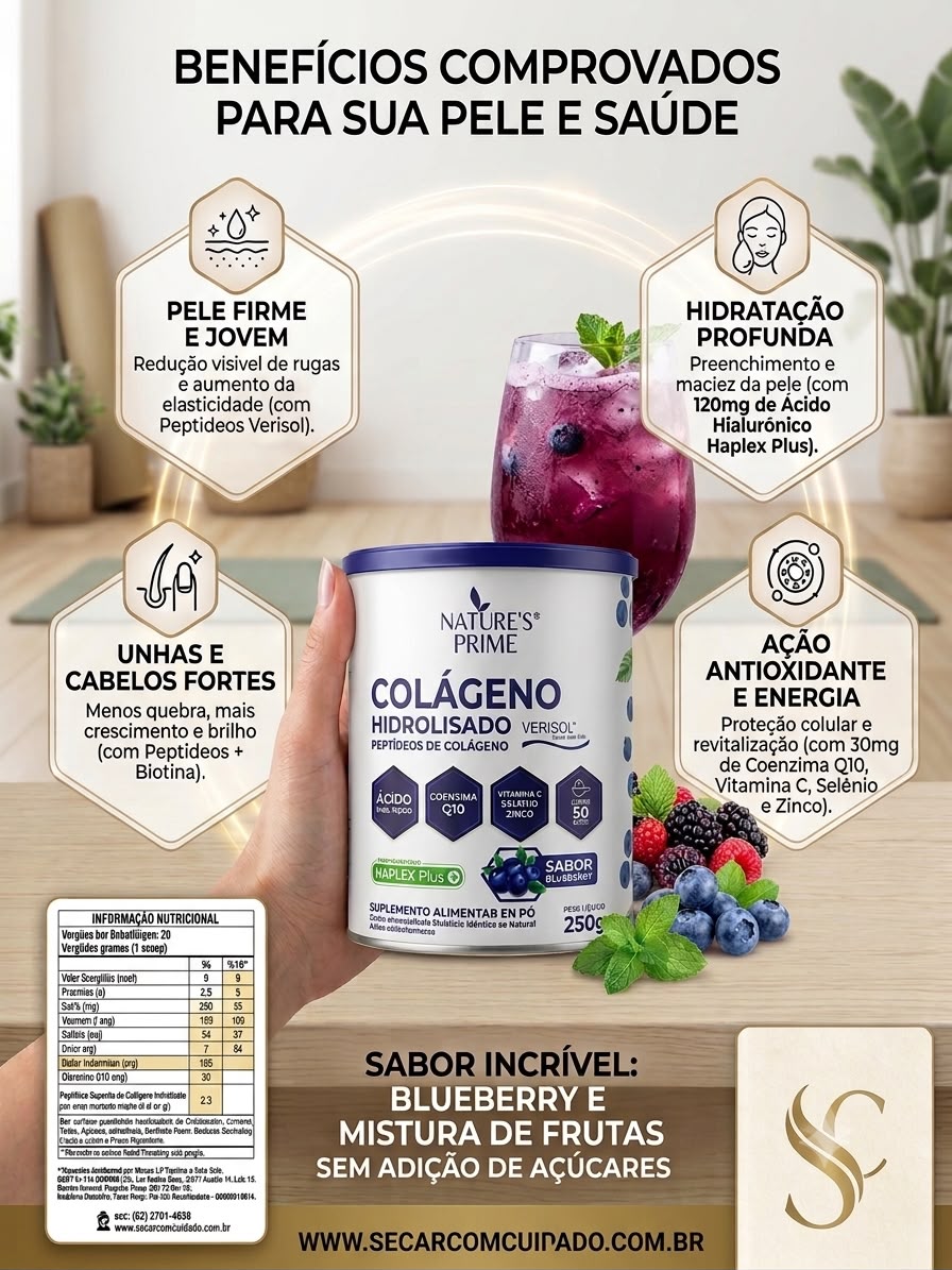 Colágeno Hidrolisado Peptídeos Sabor Blueberry