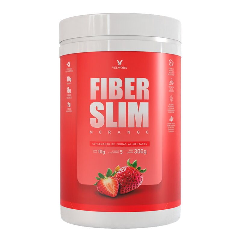Fiber Slim Morango — pote isolado com fundo transparente