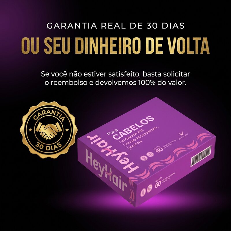 HeyHair — garantia de 30 dias ou 100% do dinheiro de volta