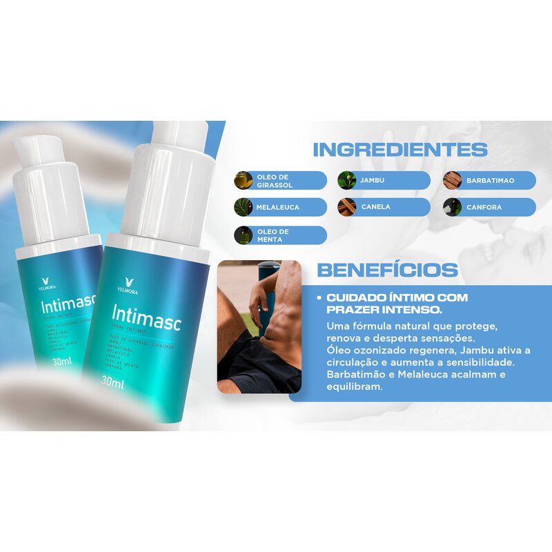 INTIMASC Spray Íntimo Masculino Velmora — ingredientes e benefícios