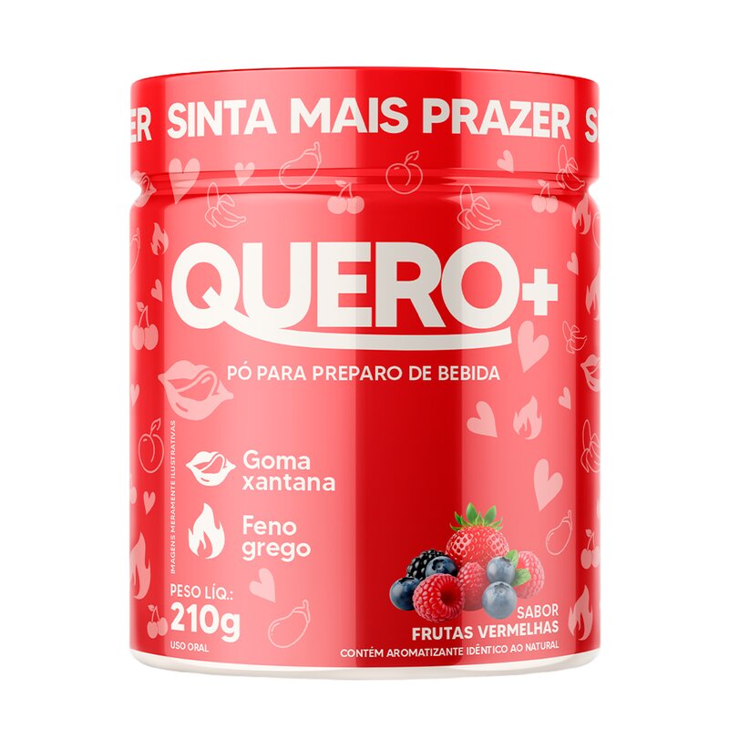 Quero+ Frutas Vermelhas — pote isolado com fundo transparente
