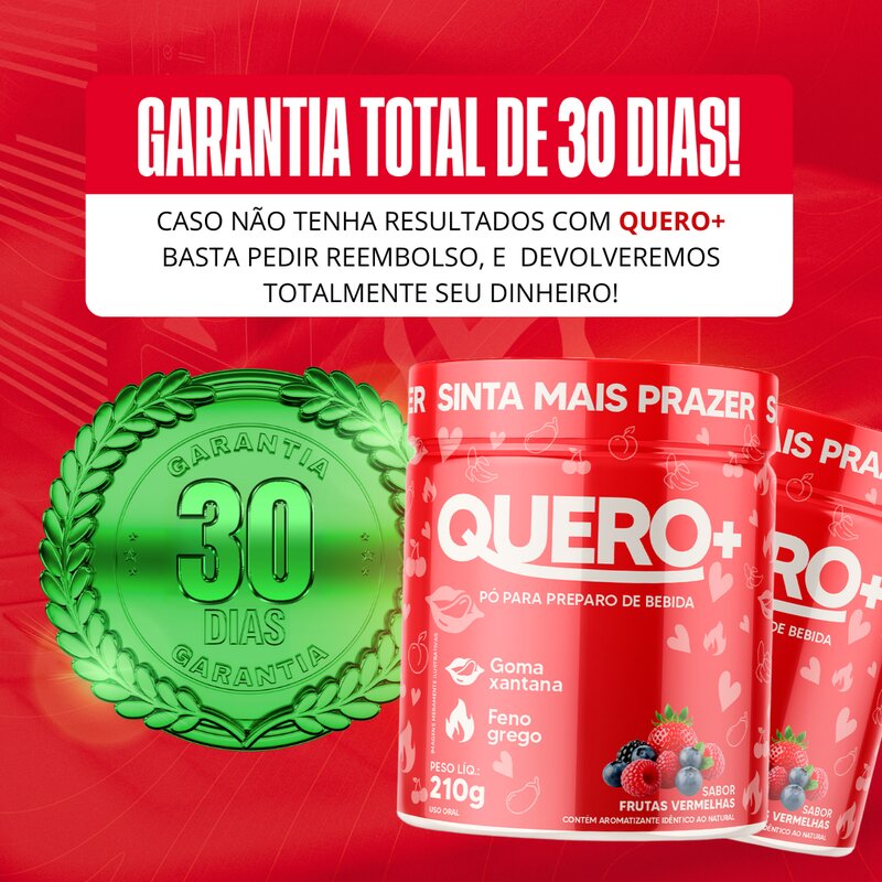 Quero+ Frutas Vermelhas — garantia total de 30 dias