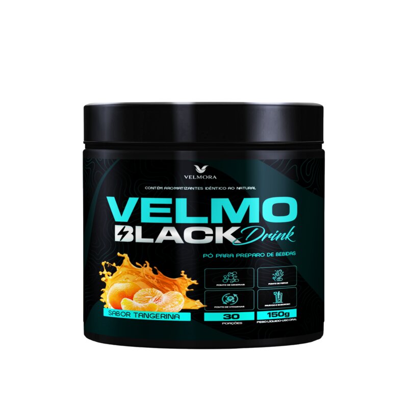 Velmo Black Drink Tangerina — sachê isolado com fundo transparente